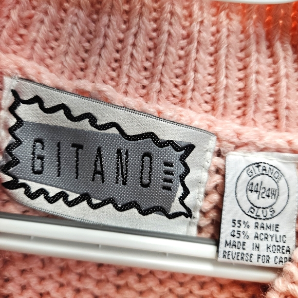 NWT 80s 90s Gitano pink plus size oversized knit crochet sweater ~ womens 44/24W - Picture 9 of 9